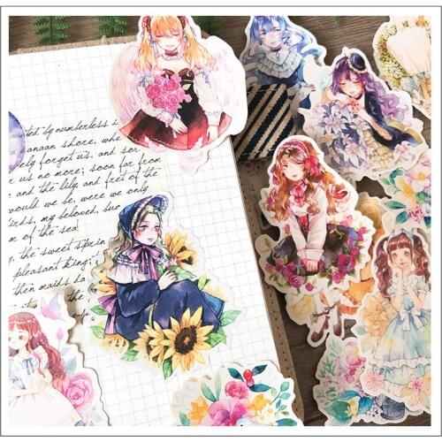 20pcs Flower and Girl Anime stickers/Scrapbooking Stickers /Decorative Sticker /DIY Craft Photo Albums