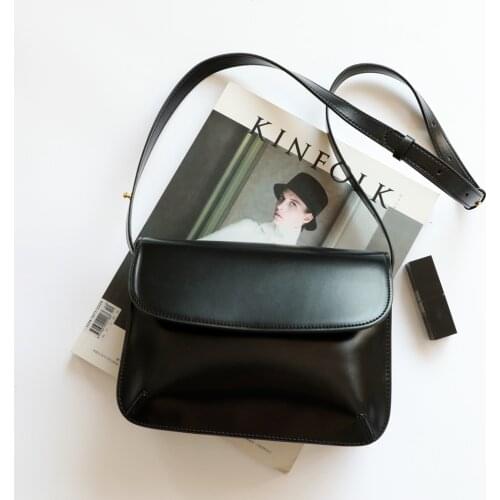 2020 New Clamshell Multi-compartment Tofu Bag Shoulder Cow Leather Small Square Bag Women