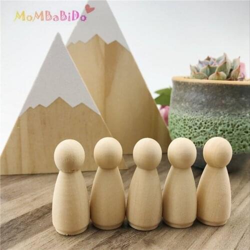 25Pcs Wooden Little Girl Peg doll Woodworking Craft Party Supplies DIY Waldorf Toy Blocks Educational Toy for Kids Gifts
