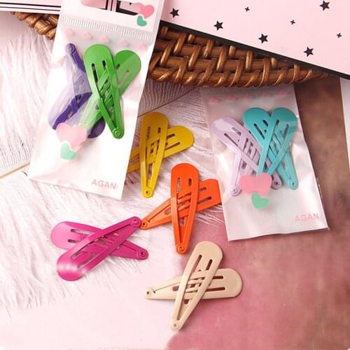 4Pcs/Set Candy Color Metal Hair Clips Children Girls Sweet Double Colors BB Clips Hair Bangs Side Clips OPP Bag Packaging