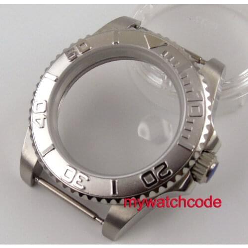 40mm bliger silver rotating bezel 316L stainless steel watch case fit for Japan NH35 automatic movement mens watch