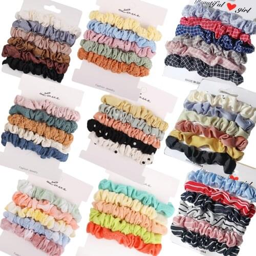 5/6Pcs Hair Scrunchies Velvet Satin Hair Ring Rope Head Rope Ponytail Holder for Women Girls Hairbands Hairband Hair Accessories