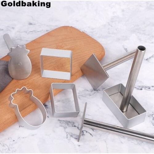 Aluminum Cookie Cutter With Press Stamp Pineapple Cake Cutter Mold 2 Pieces Set