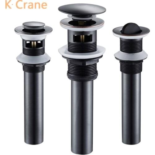 Antique Black Basin Pop Up Drain Brass Waste Water Stopper with Without Overflow Vanity Hole Cover Drains Luxury Retro Drainer