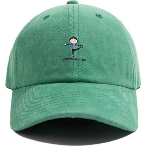 Women Men Cartoon Yoga Girls Embroidery Cotton Baseball Solid Color Harajuku Sunscreen Adjustable Snapback Hat