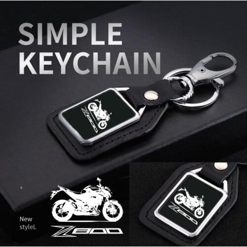 Motorcycle metal leather keychain keyring mirror custom engraved logo for Kawasaki Z800 Z 800 2013 2015 2016 2017 Accessories