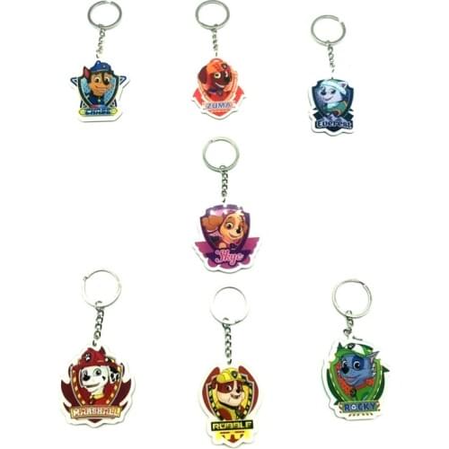 2021 New Paw Patrol Anime Keychain Acrylic Action Toy Key Chain 3D Cartoon Key Ring Children Trinket Birthday Gift Key Holder