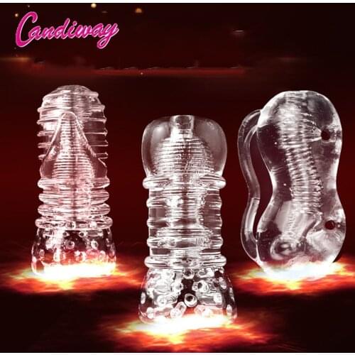 CandiWay Realtisc Masturbator Pussy Artificial Cup Ribbed Anal Handheld hand job Ultra Chloe Bumps Adult Sex Toys for Men
