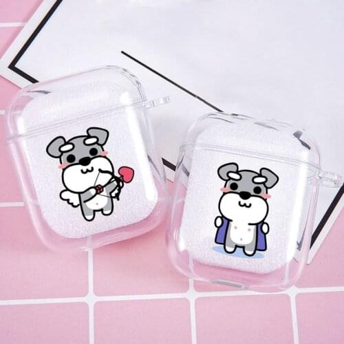 Cartoon Schnauzer Dog Earphone Case for Airpods 2 1 Wireless Bluetooth Earphone Cover Soft TPU Transparent Charging Box Cover