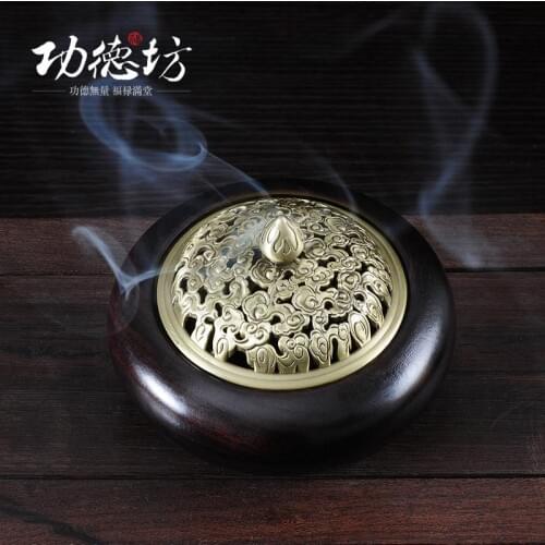 Furnace black Zi mu of sandalwood incense coil furnace bronze covered wooden monolith incense packs email Aloes wood furnace