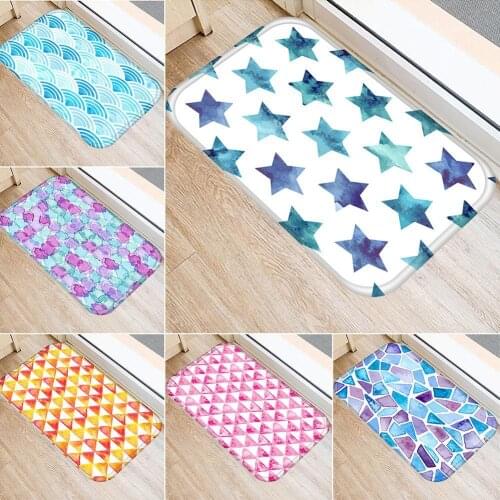 Black and White Geometric Abstract Doormat Non-Slip Printed Soft Flannel Carpet Decor Nordic style Floor Door Mat for Hallway