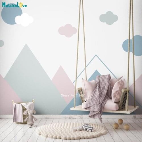 Nursery Mountain Wallpaper Kids Room Clouds Wall Stickers Stylish Murals Peel Stick Poster Baby Decor Decals YT5302