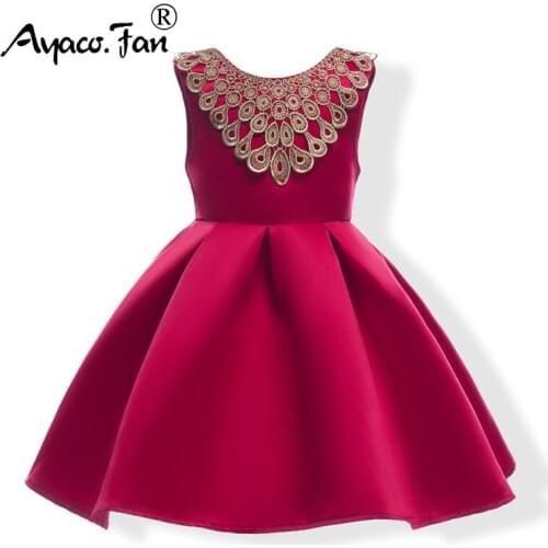 Baby Lace Floral Bow Dress For Girls Formal Wedding Party Dresses Kids Princess Christmas Dress Costume Children Girls Clothing