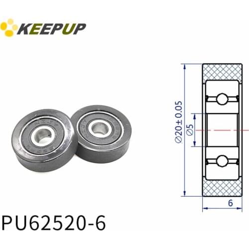 Diameter 20mm, PU polyurethane bearing ,Rubber coated soft pulley/Roller ,width 6mm