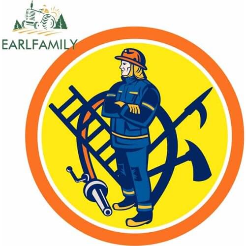 EARLFAMILY 13cm x 13cm For Fireman Occlusion Scratch Car Stickers Graffiti Decal Vinyl Car Wrap Waterproof Sunscreen Decoration