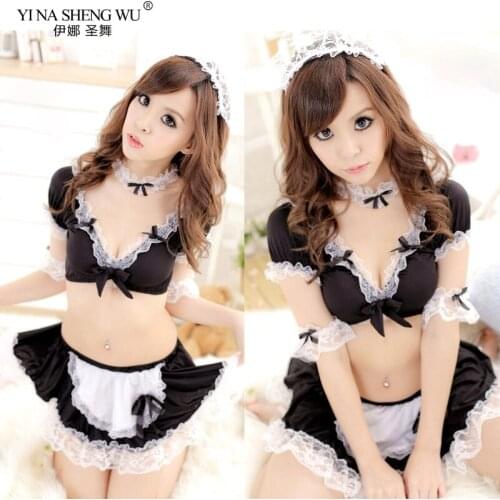 Sexy Cosplay French Maid Outfit Black Lace Sexy Lady Uniform Temptation Sexy Lingerie Sets Porn Adult Sex Games Erotic Costumes