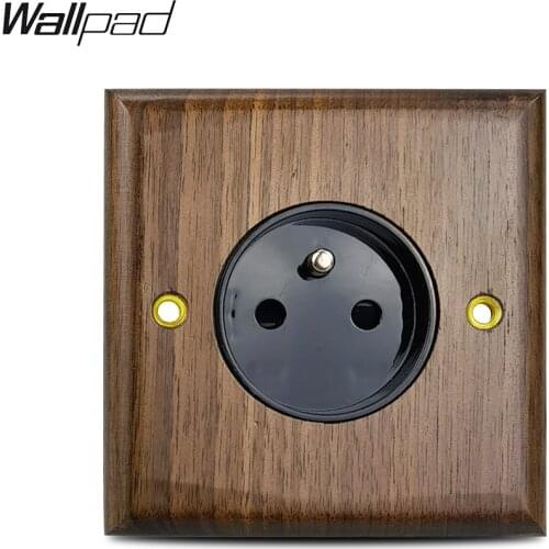 EU French Socket Wallpad WALNUT Wood Panel 16A Poland Belgiun French Wall Sockets Wall Embedded