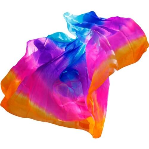 Design 100% Real Silk Belly Dance Veil Popular Gradient Color Hand Dyed Dance Accessories Belly Dancing Veil 5 Sizes Customized
