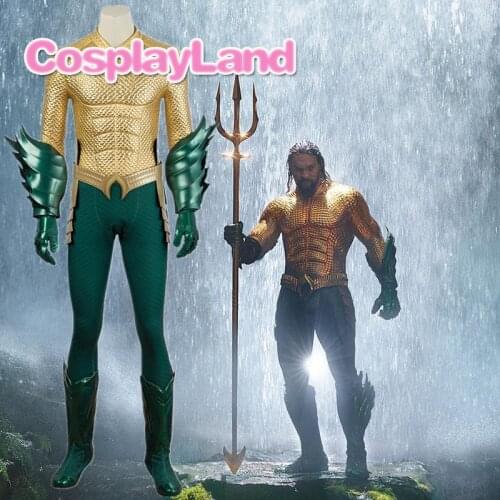 Movie Aquaman Costume Carnival Halloween Costume Cosplay Arthur Curry Costume Fancy Costume Aquaman Men Jumpsuit Custom Made