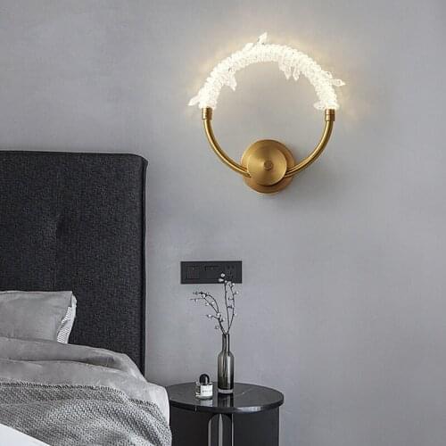 Art crystal bedside lamp TV background dining room living room hanging light fixtures Nordic minimalist copper led pendant lamp