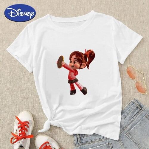 Disney Classic Animation T-shirt Womens Wreck It Ralph Harajuku Aesthetic Clothing Cute Vanellope T Shirts Sugar Rush Ванилопа