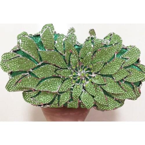 Best Designer Light Green Crystal Clutches For Party Purse Diamond Women’s Silver Metal Wedding Bridal Handbags Hollow Out Bag