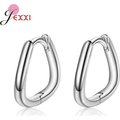 New Minimalist Design 925 Sterling Silver Metal Geometric Hoop Earrings For Women Girl Party Ear Hooks Jewelry Gifts