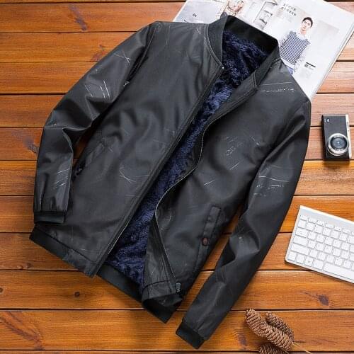 Mens Bomber Jackets Winter Men Fleece Warm Business Coats Casual Outwear Slim fit Business Thermal Jacket Mens Clothing