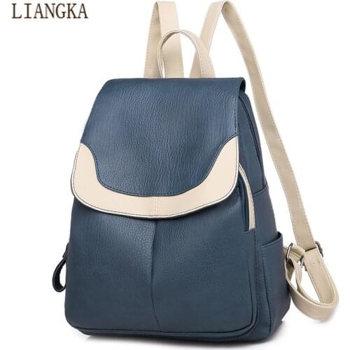 2021 New Fashion Womens Backpack High Quality PU Leather Backpacks for Teenage Girls School Shoulder Bag Anti Theft Packbag