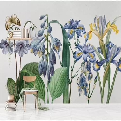 Custom wallpaper garden style nostalgic hand-painted floral background wall paper mural high-grade waterproof material