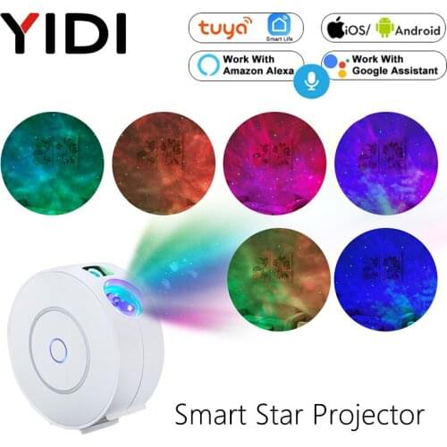 Tuya Smart Compatible Smart Star Projector Galaxy Cloud/Moving Ocean Wave Star Sky WiFi Night Light Projector Alexa Google Home