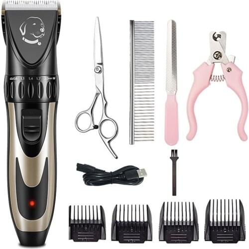 7/11 Set Professional Pet Dog Hair Trimmer Animal Grooming Clippers Cat Cutter Machine Shaver Electric Scissor Clipper USB