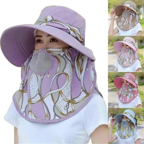 Womens Hat Big Brimmed Face Neck Flap Breathable Sunscreen Outdoor Sun Hat for Summer M2