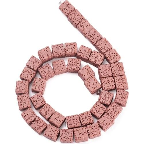 8x8x8mm Synthetic Lava Bead Semi Jewelry Beading Loose Stone Strands Cube Dyed For Diy Jewelry Making