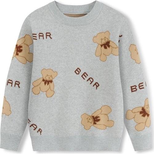 Children Sweater 2021 Autumn/Winter Cotton Knitted Student Kids Pullover Sweaters For Teenagers Boys Girls 2-7 Years Wear