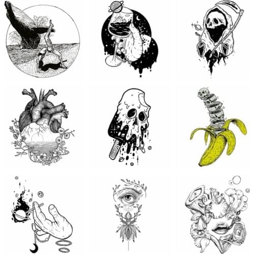 Heat Transfer Stickers Iron on Vinyl Patches Black White Gay Patches For Clothing Thermo Stickers Tshirt Appliques Transfer