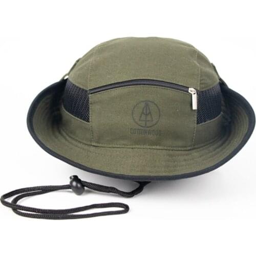 Outdoor Men Mesh Zip Pocket Custom Fishing Hats Bucket Hats