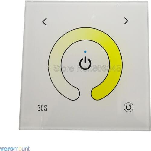 DC12-24V 4A x 2CH Color Temperature Adjustable TM07 Wall Recessed Touch Panel Controller for Dual White(CW/WW) CCT LED Strips