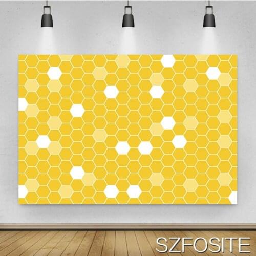 Wonderful Hexagonal Plaid Yellow Background Girl Birthday Party Decoration Photography Studio Photo Children Room Wall Backdrop