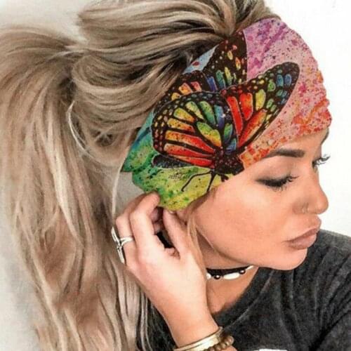Women Girl Butterfly Print Headband Cute Butterly Sport Yoga Elastic Headband Fashion Hair Accessories