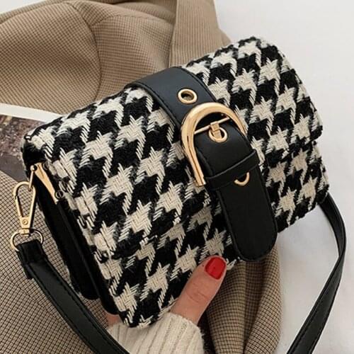 Houndstooth Weave Crossbody Bags For Women 2021 New PU Leather Womens Designer Luxury Handbag Travel Shoulder Messenger Bag