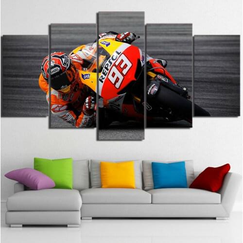 5Pcs Motorcycle Racing Sport Bike Ride Poster Canvas Picture Print Wall Art Canvas Painting Wall Decor for Living Room No Framed