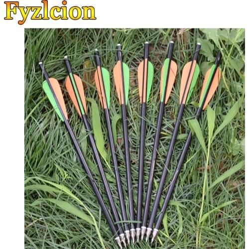6/12/24pcs Hunting Crossbow Archery 13.5inch Fiberglass Arrow Bolts 3" TPU Vane Flat Nock Shoot Crossbow Arrow Beast