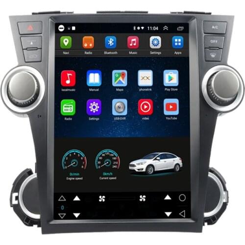 12.1" tesla style android car radio screen auto stereo for Toyota Highlander 2007-2013 Navigation GPS Multimedia Video Player