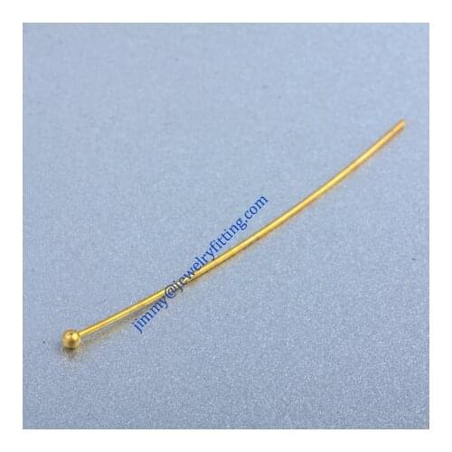 Jewelry Making findings Raw brass metal Ball head Pins Ball pins wholesale 0.6*50mm with 2mm beads shipping free