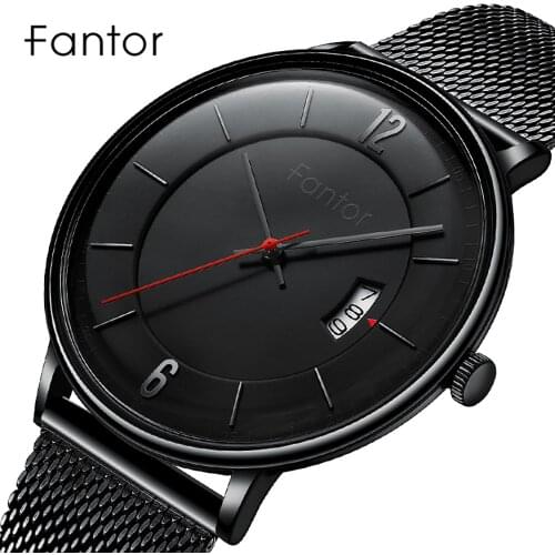 Men Watches Fantor Top Brand Luxury Date Quartz Wristwatch Mens Business Casual Mesh Band fashion Waterproof Male Dress Clock