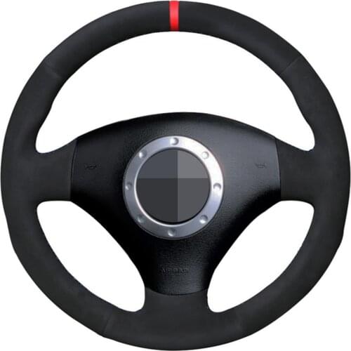 Car Steering Wheel Cover Genuine Leather Suede For Audi A2 8Z A3 8L Sportback A4 B6 Avant A6 C5 A8 D2 TT 8N S3 S4 RS 4 RS 6