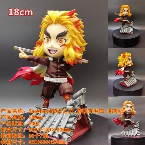Anime Demon Slayer ShowHand Kimetsu No Yaiba Rengoku Kyoujurou Action Figure PVC Statue Toys 18CM