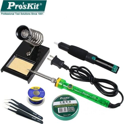 Proskit SI-131G 60W Adjustable Temperature Electric Soldering Iron Kit Suction Tin Device Solder Paste Tin Wire Welding