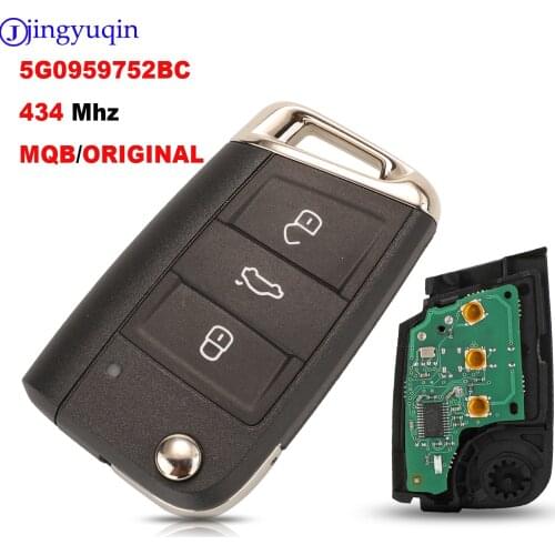 Jingyuqin 433Mhz 3 Buttons Remote Car Key For VW Golf 7 MK7 Skoda Octavia A7 Seat 5G0959752BC MBQ Original Keyless Go